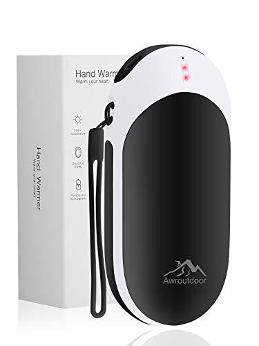 Awroutdoor Calentador de Mano Recargable,9000mAh Calentadores de Manos Bolsillo USB,Banco de Energía Power Bank Calentador de Mano eléctrico de Reutilizable para Esquiar