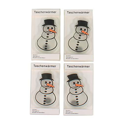4 calentadores de manos con diseño de muñeco de nieve