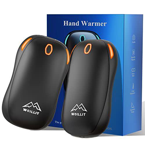 Woillit Calentador de Manos Recargable | 10000 mAh Split Magnetic 2 Pack Reutilizable Calentador de Manos Powerbank USB Calentador de Bolsillo portátil con 3 Modos de calefacción Regalo para Mujeres
