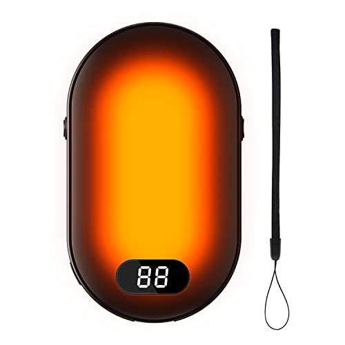 Calentador de Manos eléctrico portátil Calentador de Bolsillo Reutilizable con Banco (Negro)