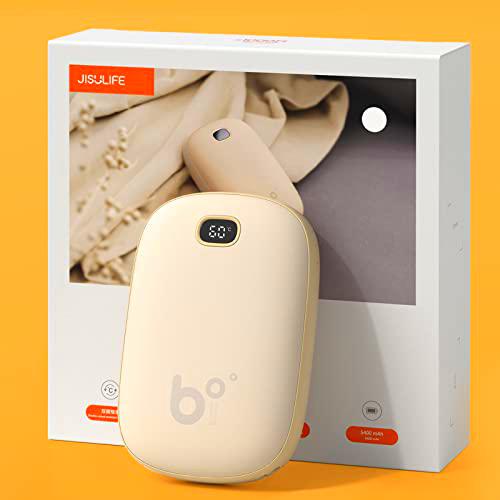 JISULIFE Calentadores de Manos, Recargable Calentador de Bolsillo Eléctrico Portátil/Banco de Energía con Pantalla LED