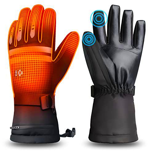 Guantes Calefactables Recargables, EEIEER 7,4V 5000mAh Guantes Electricos Guantes Calentamiento Térmico Guantes Moto Invierno Calefactables Impermeables para Esquí Motociclismo Pesca Senderismo Caza