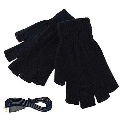 TOTMOX Guantes térmicos térmicos para invierno, guantes térmicos sin dedos alimentados por USB